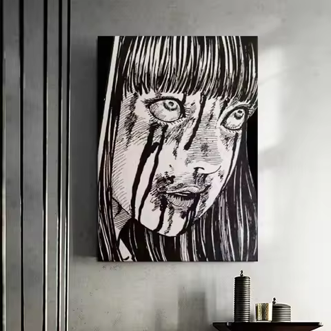 Anime Junji Ito Tomie Kawakami Horror Comics Poster Print Canvas Painting Wall Art for Living Room H