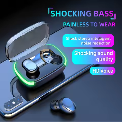 Y60 Bluetooth 5.1 TWS Earbuds 9D Surround Shocking Bass Color Breathing Lamp Wireless Headphones Pai