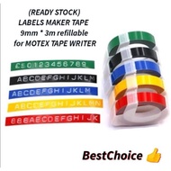 LABELS MAKER TAPE 9mm * 3m refillable for MOTEX TAPE WRITER
