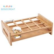 BENECREAT 1pc 12-Hole Bamboo Glass Holder Display Racks Whiskey Spirits Wine Glass Holder for Bar Ta