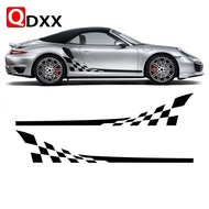 Car Side Stripes Graphics Checkered Flag Checkerboard Door Panel Decals for Porsche 911 997 991 992 