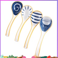Ceramics Soup Spoons Set of Japanese Soup Spoon Long Handle Soup Spoons for Pho Ramen Noodles Wonton