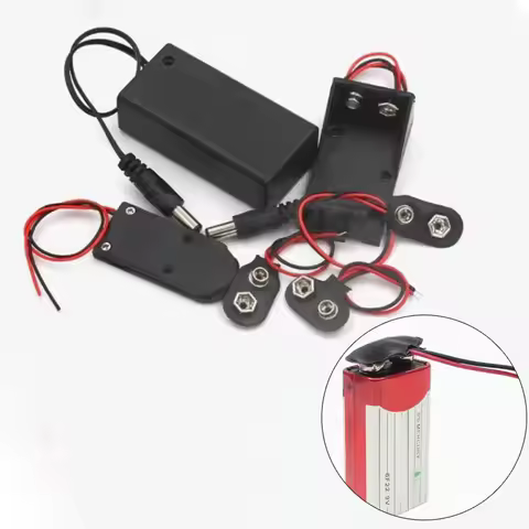 9V Battery Clip Connector I/T Type 9 Volt Battery Buckle Snaps Housing Lead Wires 5.5x2.1mm DC Male 