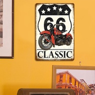 Motorcycle the Mother Road Route 66 Metal Tin Sign Plaque Design Vintage Wall Decor for Bar Pub Club
