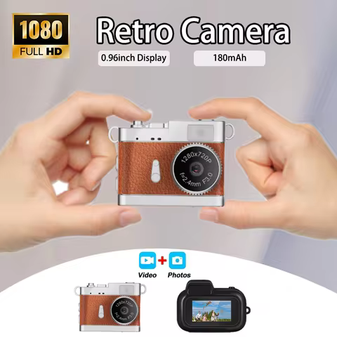 Keychain Camera Mini 0.96 inch Thumb Mini Action Camera Retro Support Memory Card 1080P Very Small C