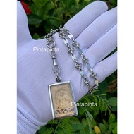 Amulet Necklace Stainless Steel Coffee Bean Pattern Bow Tie Size 5 Mm Hub Spring + Crab Claw Ready T