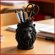 Small Pen Holder for Desk Lion Shape Pencil Organizer Makeup Brushes Cup for Students Writers Author