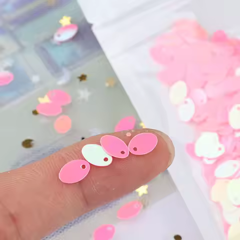 10g(280pcs)/Pack 5*8mm Oval Egg Shape Sequins Flat PVC Sewing Craft With Side Hole Belly Dance Garme