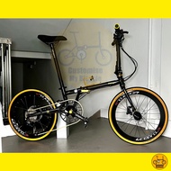 Fnhon Gust 22“ • 9 Speeds Shimano • Litepro Aero • Schwalbe One Foldable Foldie Folding Fold Bike Bicycle • 20" Inch 451• Black Gold • Crius Velocity Master Blast Tornado Bifold Dahon Tern Customise My Bicycle •