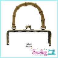 FRAME - SQUARE PURSE FRAME W BAMBOO HANDLE 20CM-BRONZE - MG05