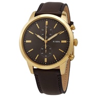 [Powermatic] Fossil FS5774 Townsman Chronograph Brown Dial Gold Tone Leather Men'S Watch