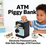 Box Coins Cash Money Safe Box Bank ATM Tabung Atm Piggy Bank Kids Electronic Saving Machine