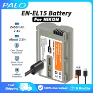 PALO EN-EL15 EN EL15 EL15C 2450mAh Battery With USB Type-C interface Fast Charge For Nikon Z5 Z6 II 