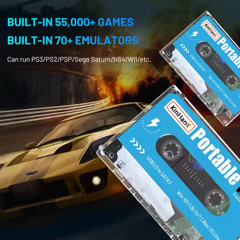 KINHANK 500GB Gaming Hard Drive Emulators Game HDD for DC/MAME/SS/NAOMI/PS2/PS1 Plug & Play Batocera