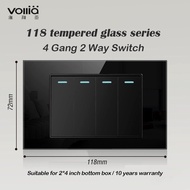 Vollia ปลั๊กไฟ 15amp สำหรับผนัง Black 1 2 3 4 Gang 1 2 Way Wall Switch for Light Universal Multiple