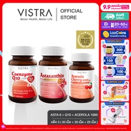 [ Asta 6 & E + Q10 + Citrus : เซต 3 ขวด ] VISTRA ASTAXANTHIN 6 MG PLUS VITAMIN E ( 30 เม็ด) + VISTRA