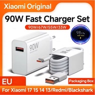 Xiaomi 90W EU Fast Charger Turbo Charge 6A Type C Cable For Mi 15 14 13 Ultra Pro POCO X7 X6 F7 F6 P