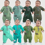 [ QALISH GREEN BATCH ] Qalish Rompers Baju Melayu - Design Baru Butang di Lengan