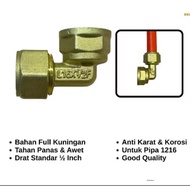 HOT WATER CONNECTION FITTING KNEE THREAD IN HOT WATER 1/2 INC WATER HEATER CONNECTION knee thread Te