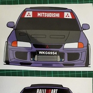 Sticker Kereta Mitsubishi EVO3. Boleh custom nombor plate dan warna kereta.