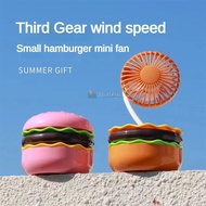 ⚡ Creative Hamburger Desktop Fan 360° Adjustable Fan Mini Fan Portable Girls Makeup Mirror Charging Fan Usb Rechargeable Table Fan ⚡