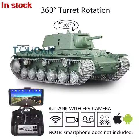 HENG LONG 1/16 7.0 Customized Soviet KV-1 FPV RC Tank 3878 Metal Tracks Wheel Idlers Radio Camera To