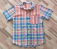 เสื้อ เสื้อเชิ้ตแขนสั้น ลายผ้าขาวม้า ผ้าฝ้าย 100% Thai Loincloth Pattern Shirt Cotton 100%