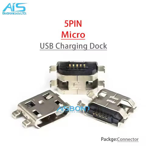 50Pcs Micro USB Mobile 5Pin Charger Connector Jack Charging For ZTE V880 U880 N880S U802 U830 Lenovo