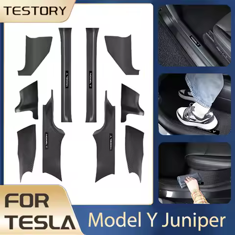 For Tesla Model Y Juniper 2025 2026 Accessories Door Sill Strip Guard Door Threshold Anti-kick Pad f