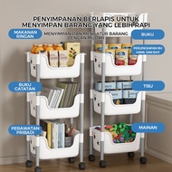 [Ready To Ship]Configear Cosmetic Rack Bookshelf Trolley Rack 4-wheel Stacking Multipurpose Kitchen Closed Trolley Rack