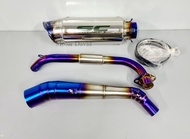 Sale!!! คอท่อสแตนเลส MSX/MSX-SF/Demon 125 สีไทเท พร้อมปลายท่อ SC Project สีไทเท ปลายโค้ง เงาทั้งใบ เ