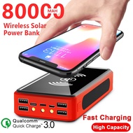 Genuine guarantee80000mAh Wireless Solar Power Bank External Battery PoverBank 4USB LED Powerbank Portable Mobile Phone