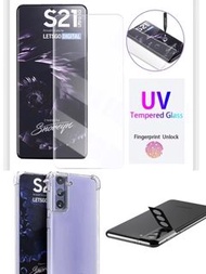 3 in 1 Galaxy S21+ Plus 5G UV 3D Tempered Glass Screen Protector + Shockproof Cover Case  + Lens Gla