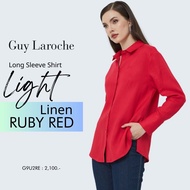 GuyLaroche womansshirt LightLinen เสื้อเชิ๊ตผู้หญิง แขนยาว สีแดง G9U2RE