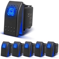 Anina 6PCS Rocker Switches 4Pin SPST 20A/12V 10A/24V Set ON/Off dengan Pelekat Cahaya Malam, Lampu L