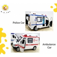 Mini Ambulance Police Model  Car Toy For Kid Vehicles With Light and Sound Best Gift Toys For Boy Ma