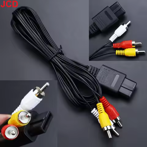 JCD 1.8m AV Audio Cable Composite Video Cord 6 Feet Line Compatible with For N64/GameCube/NGC SNES S