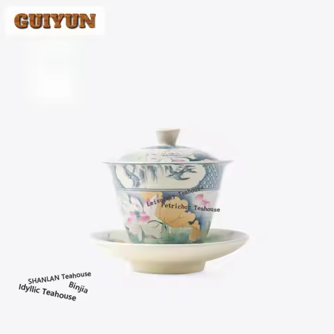 Soda Glaze Lotus Gaiwan Luxury Tea Tureen Tea Bowl With Lid Kit Tea Making Cover Bowl Chinese Tea Se
