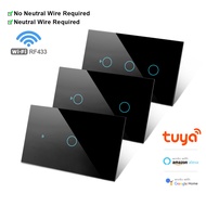 AXUS US 1/2/3-Gang WiFi Smart Touch Switch No Neutral Wire, Works with Alexa & Google, Compatible wi