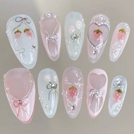 Nailbox Embossed tulip coquette design with 10 pink jelly nails y2k H77 (real photos taken by the sh