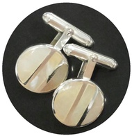 คัฟลิงค์ Sterling Silver Cufflinks with MOP กระดุมข้อมือเสื้อสำหรับผู้ชาย ทำจากเงินแท้ 925 Sterling 