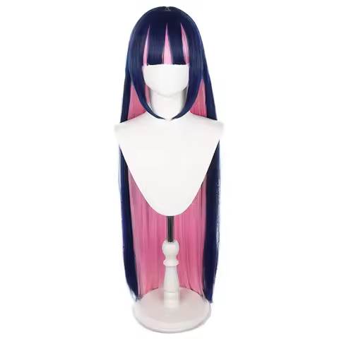 Panty & Stocking With Garterbelt Stocking Anarchy Cosplay Wig Mixed Blue Pink Hair Long Party Anime 