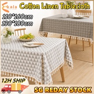 【SG】Table Cloth Tassel Table Cover Linen Tablecloth 110×160CM Rectangle Table Decoration