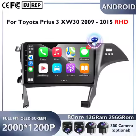Car Radio For Toyota Prius 3 XW30 2009 - 2015 RHD Android Auto Stereo Head Unit Multimedia Player Na