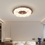Wooden Round LED Ceiling Light Creamy Style Bedroom Ceiling Lamp Eye-protecting Lighting Fixtures