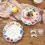 New Year Good Luck Lace Cute Dinner Plate Rice Bowl Ceramic Breakfast Dessert Household Deep Dish Gi
