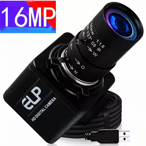 ELP 16MP Webcam 4656x3496 Ultra HD Web Camera IMX298 UVC 10X Zoom Mini USB Camera for Industrial Ins