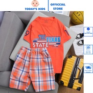 TEXAS printed baby boy outfit, checkered pants, soft and cool cotton short sleeve outfit for baby | 
