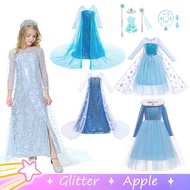 Frozen Elsa Blue White Baby Dress Long Sleeve Princess Gown For Kids Halloween Cosplay Costume Christmas Outfits Girls Set