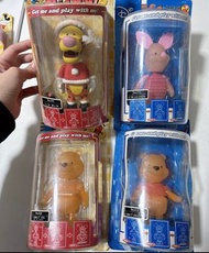 (放車能搖頭)日本絕版中古罕見 小熊維尼 維尼熊 Pooh Winnie the 大頭公仔積木人smile snap吊卡super rockin擺設。Be@rbrick bearbrick。小豬Pig